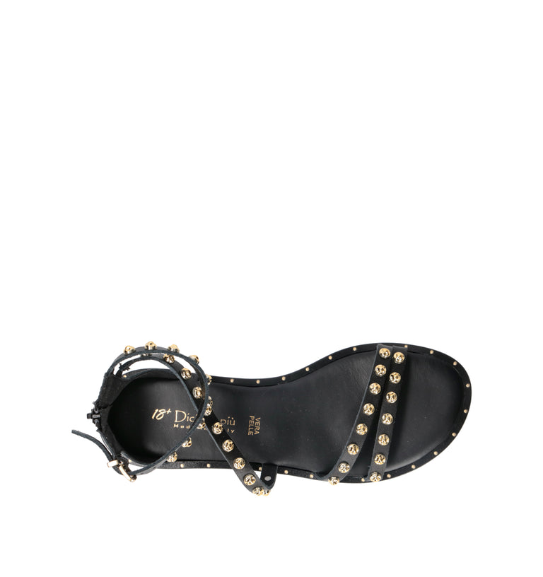 18+ Sandalo donna nera in pelle