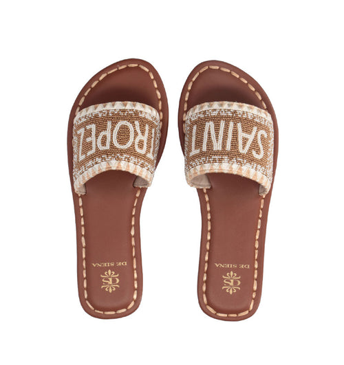 DE SIENA SAINT TROPEZ Ciabatta donna oro/bianca in pelle