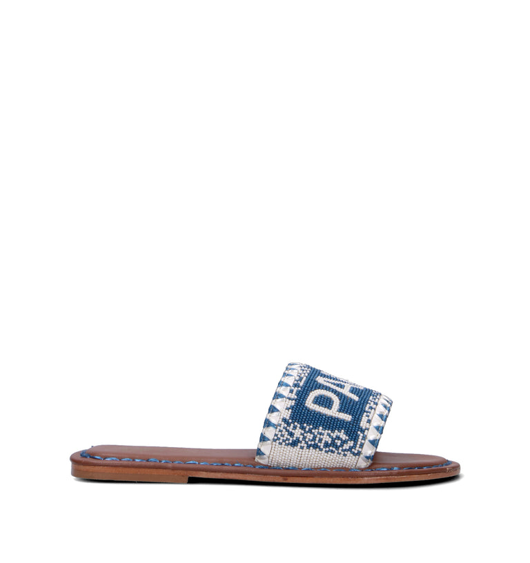 DE SIENA PARIS Ciabatta donna blu/bianca in pelle