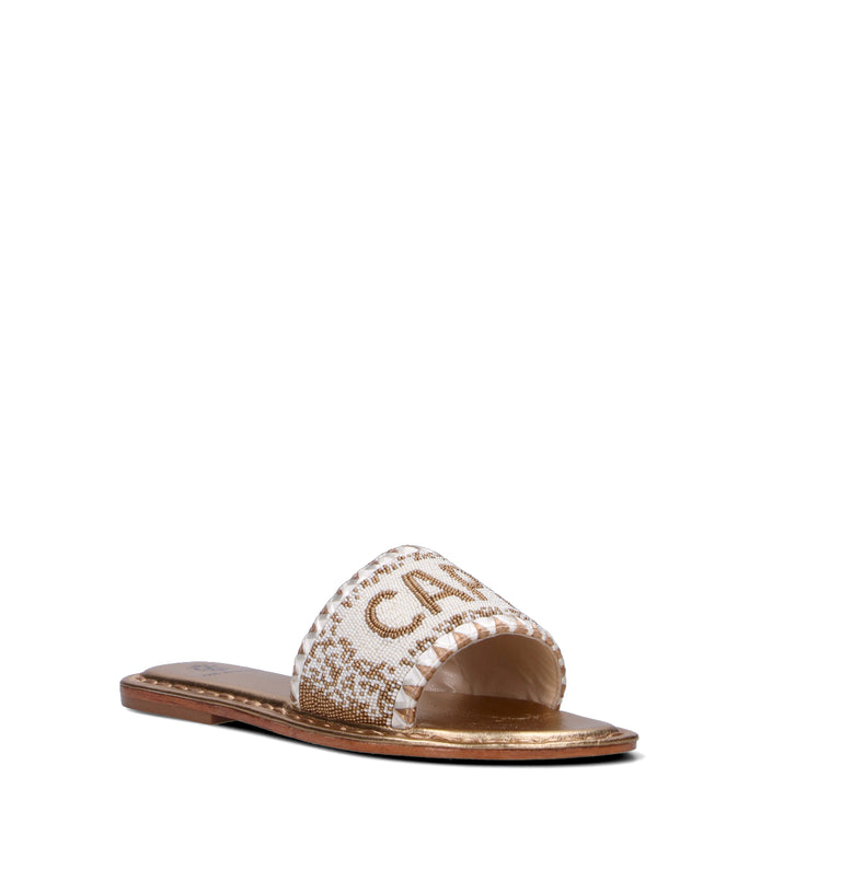 DE SIENA CAPRI Ciabatta donna oro/bianca in pelle
