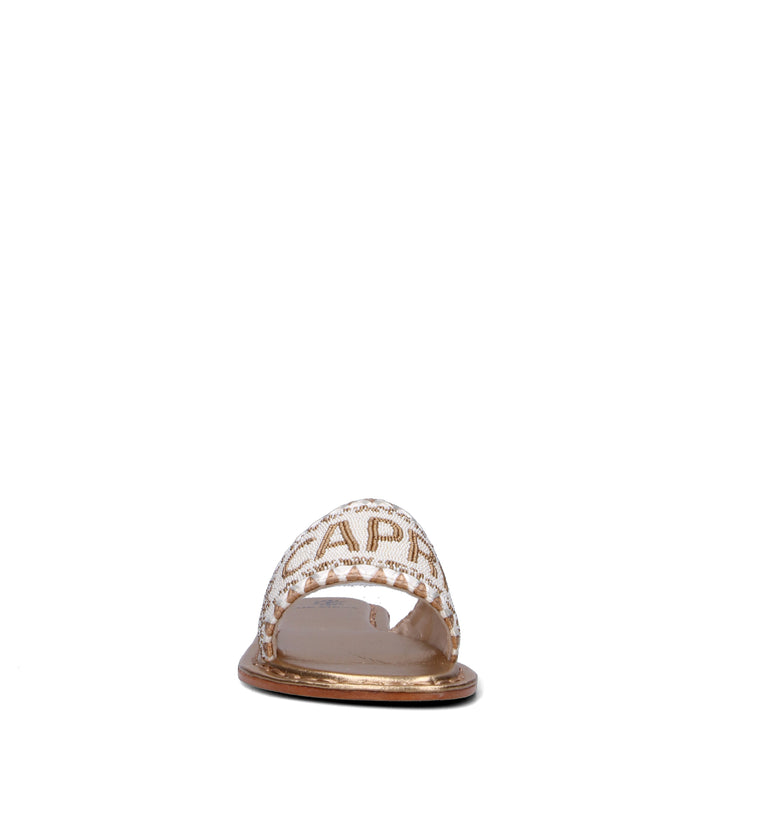 DE SIENA CAPRI Ciabatta donna oro/bianca in pelle