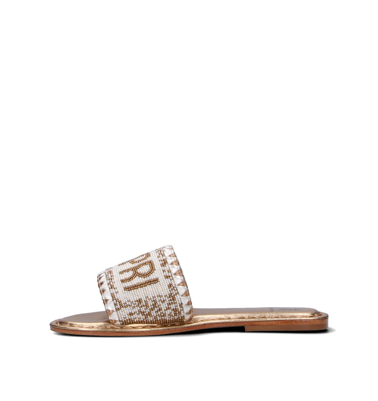 DE SIENA CAPRI Ciabatta donna oro/bianca in pelle