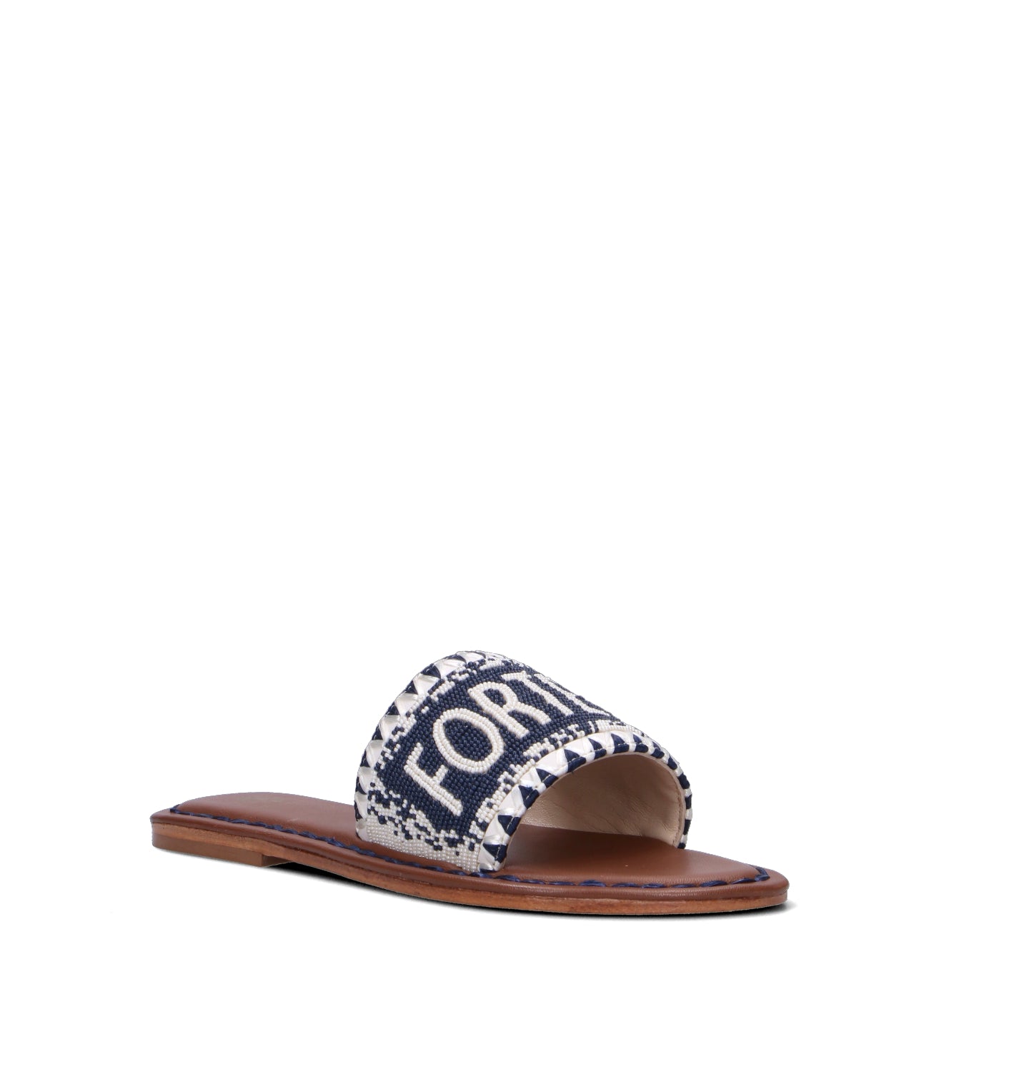 DE SIENA FORTE DEI MARMI Ciabatta donna blu/bianca in pelle