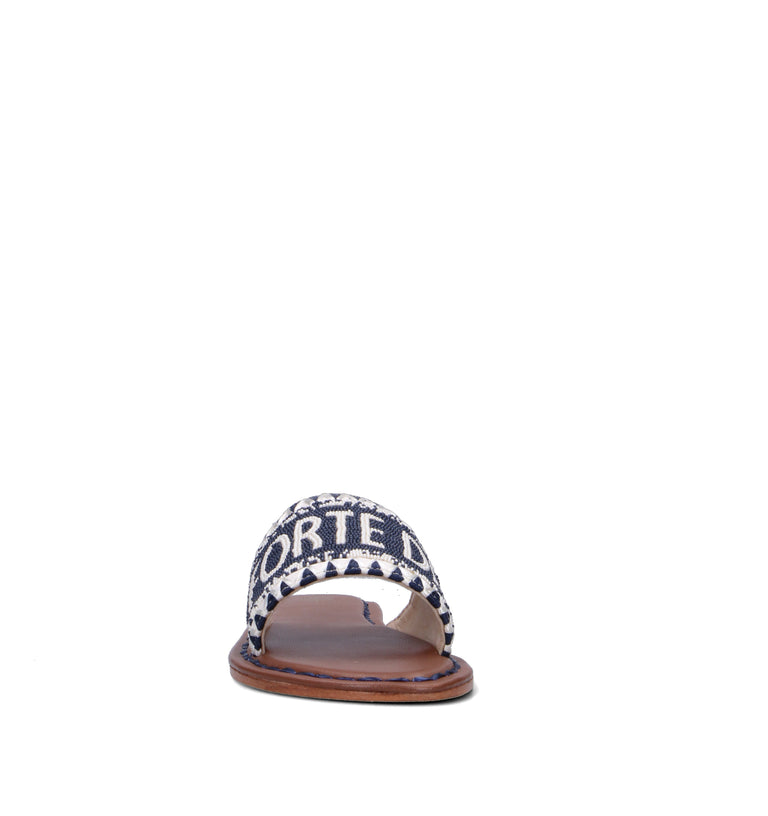 DE SIENA FORTE DEI MARMI Ciabatta donna blu/bianca in pelle