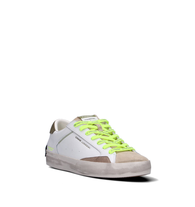 CRIME Sneaker uomo bianca in pelle