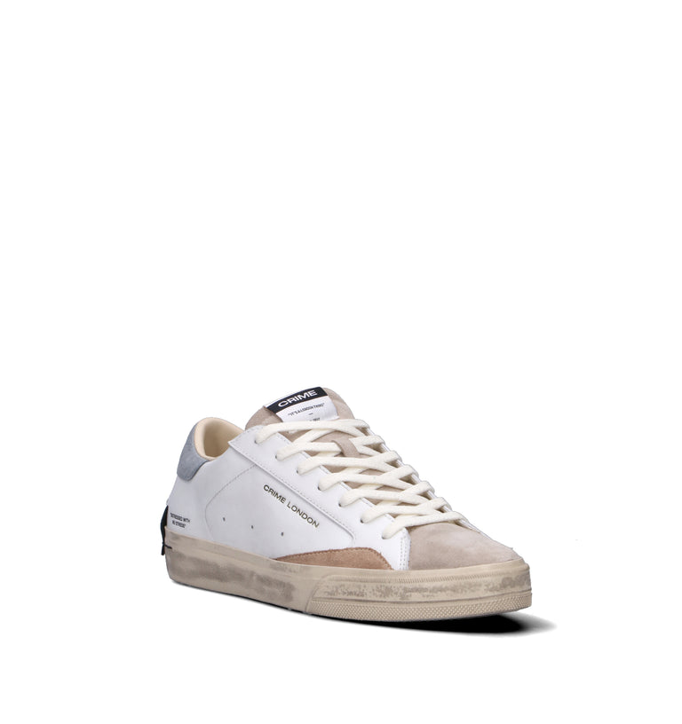 CRIME Sneaker uomo bianca in pelle