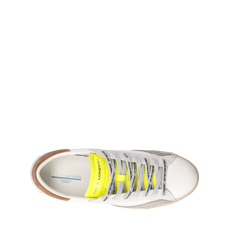 CRIME Sneaker uomo bianca in pelle