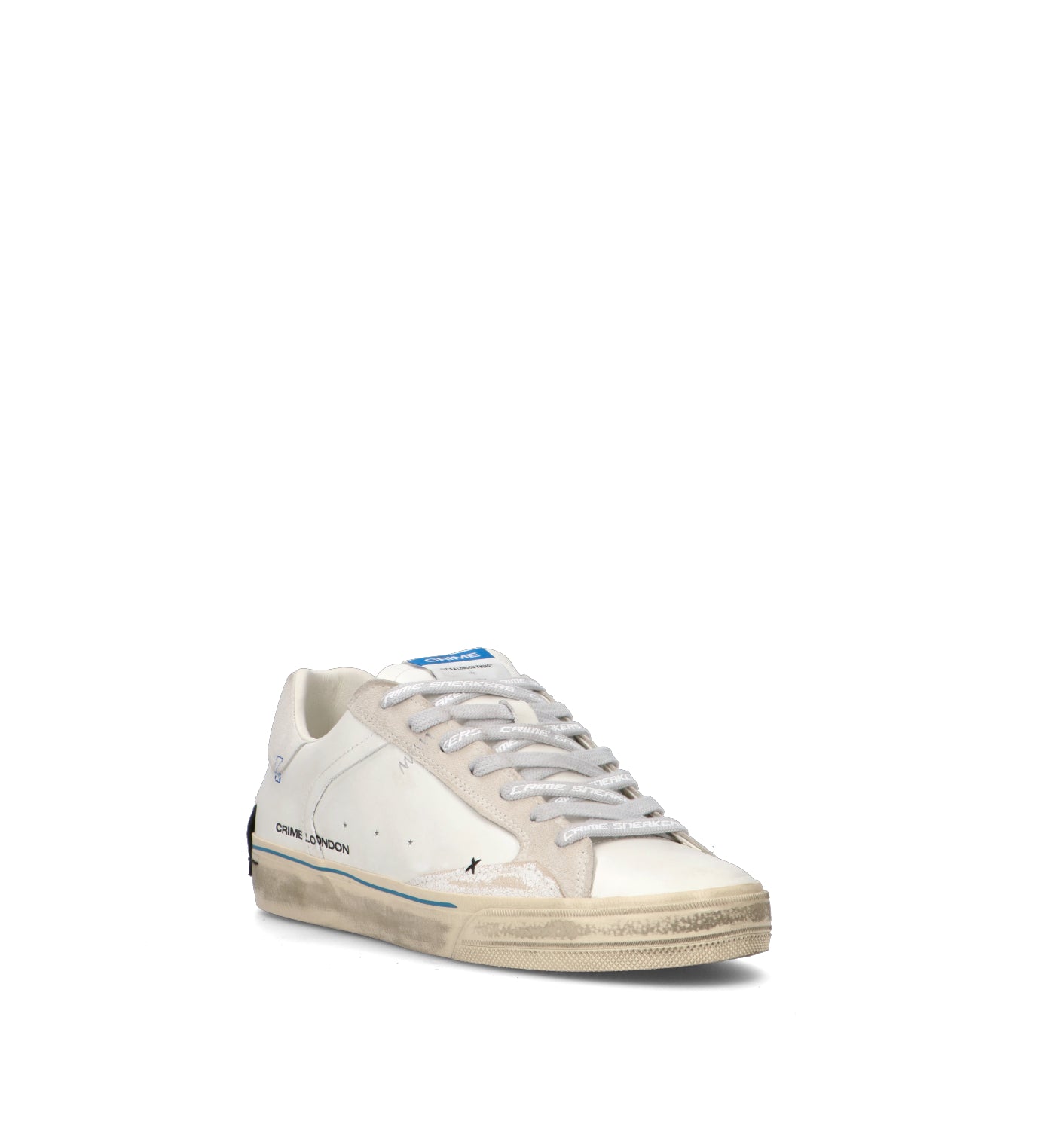 CRIME Sneaker uomo bianca in pelle