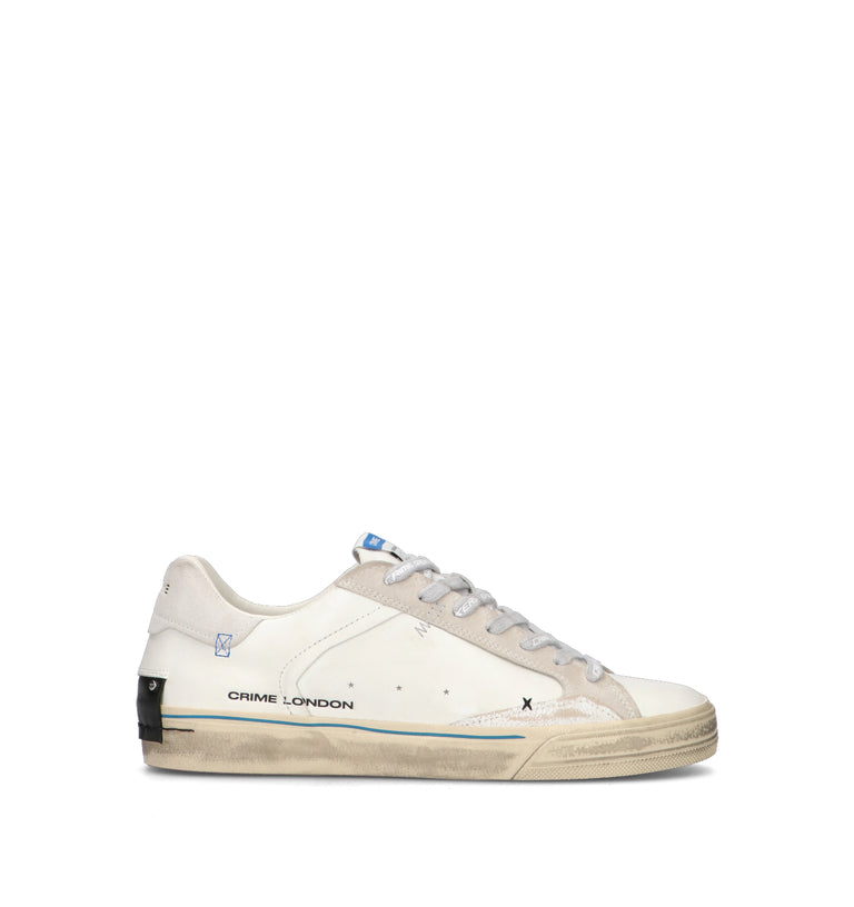 CRIME Sneaker uomo bianca in pelle