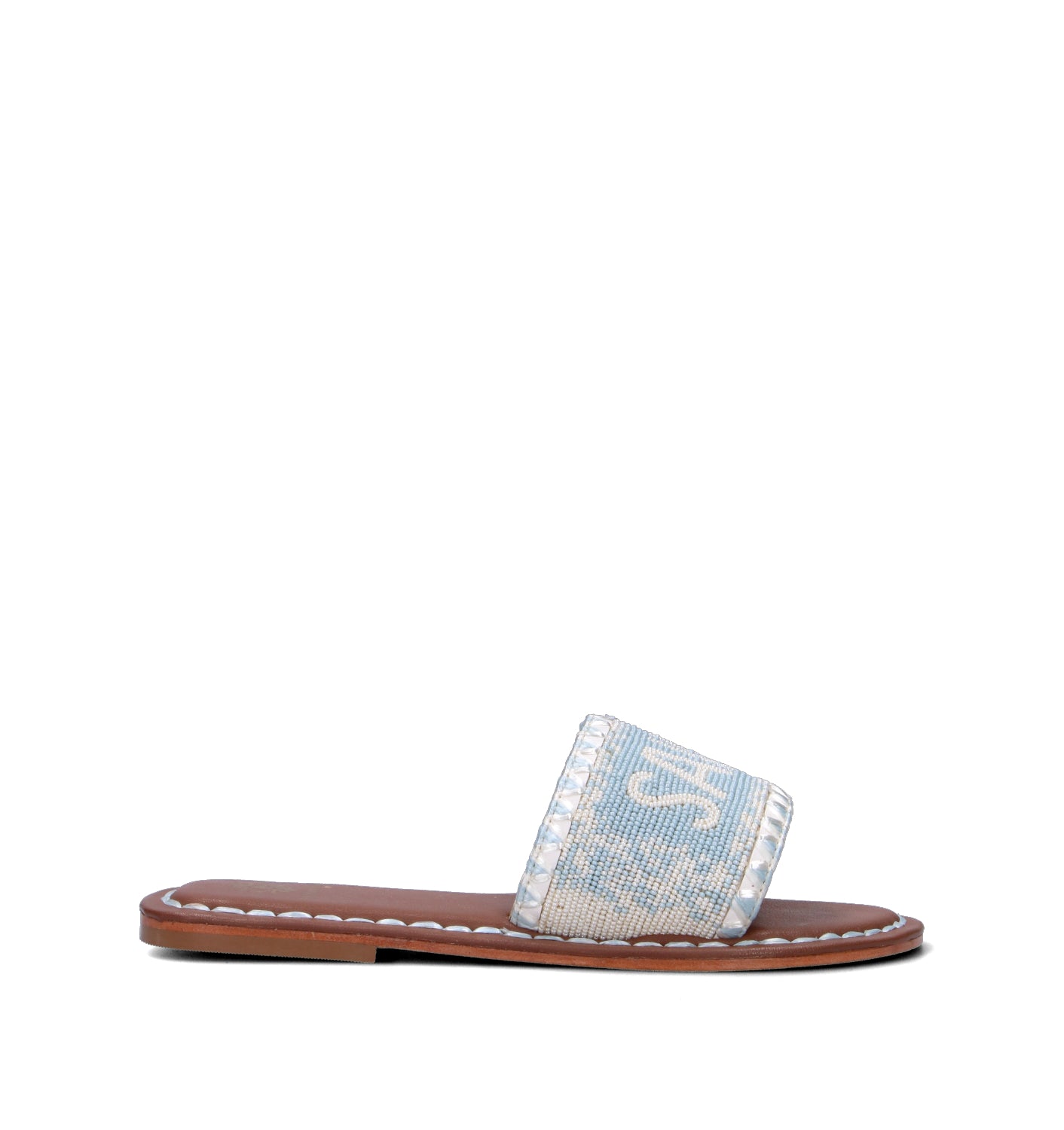 DE SIENA SAINT TROPEZ Ciabatta donna azzurra/bianca in pelle