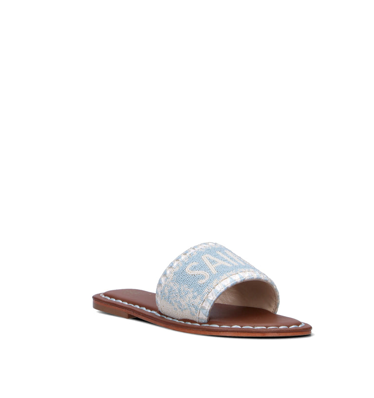 DE SIENA SAINT TROPEZ Ciabatta donna azzurra/bianca in pelle