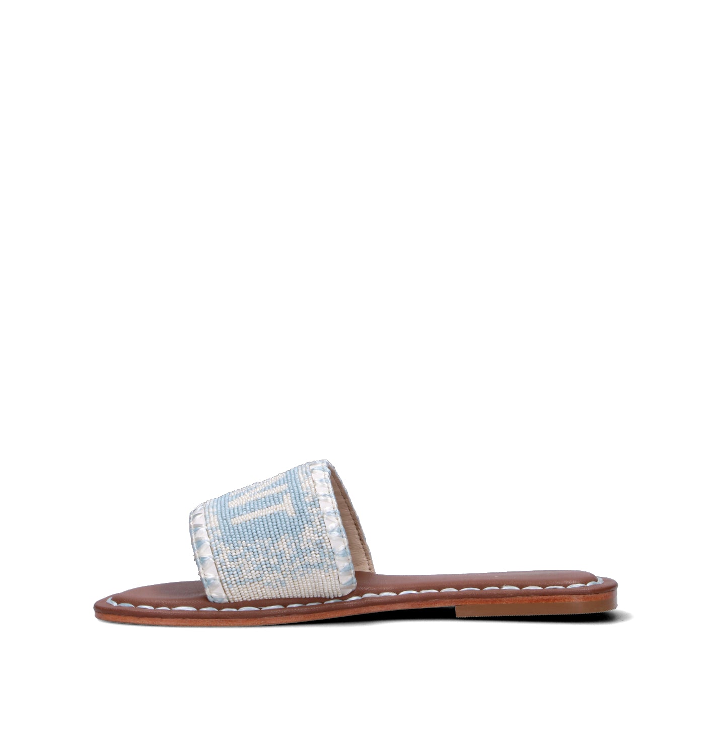 DE SIENA SAINT TROPEZ Ciabatta donna azzurra/bianca in pelle