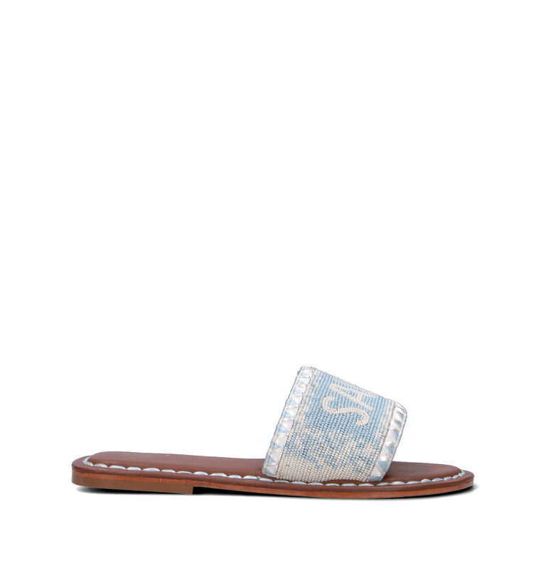 DE SIENA SAINT TROPEZ Ciabatta donna azzurra/bianca in pelle