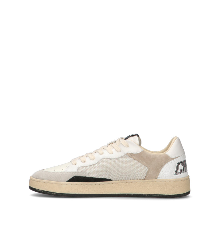 CRIME Sneaker uomo bianca in pelle