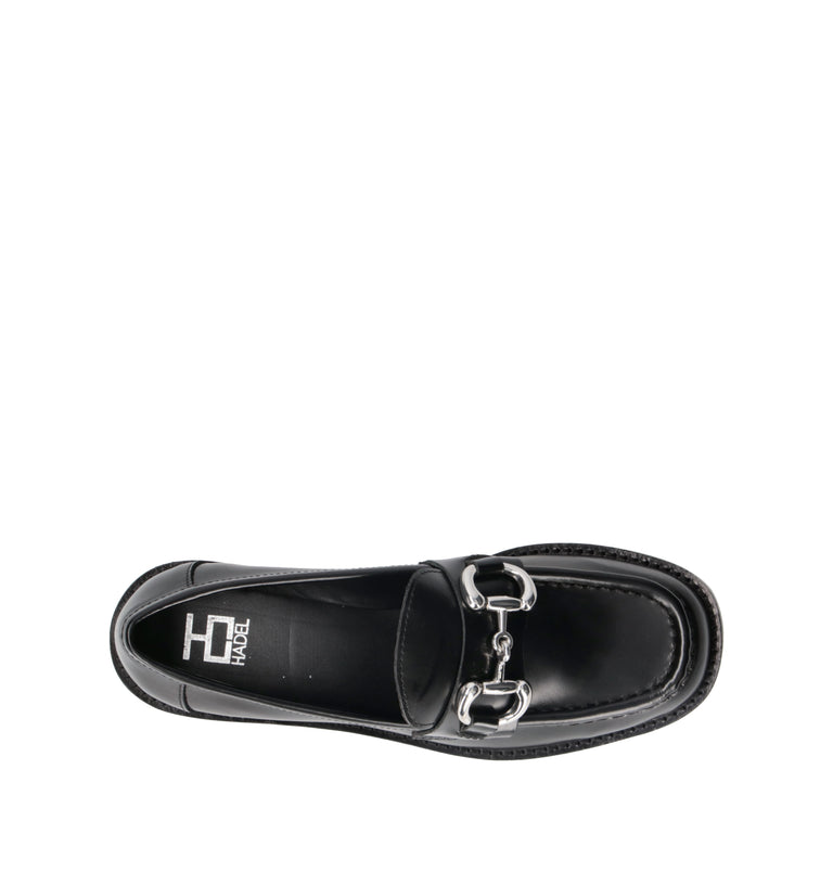 HADEL Mocassino donna nero in pelle