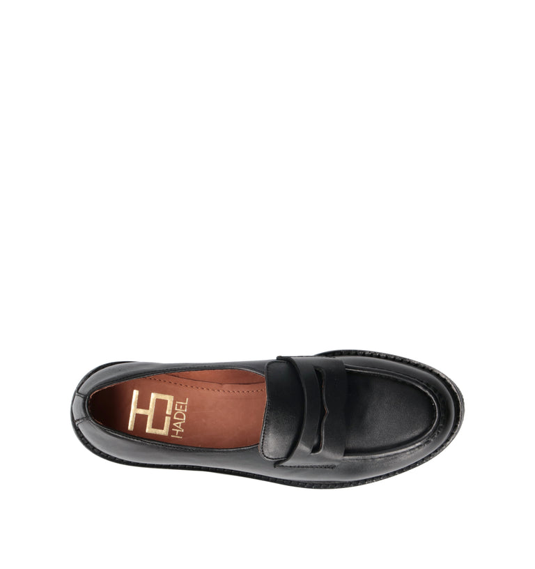 HADEL Mocassino donna nero in pelle