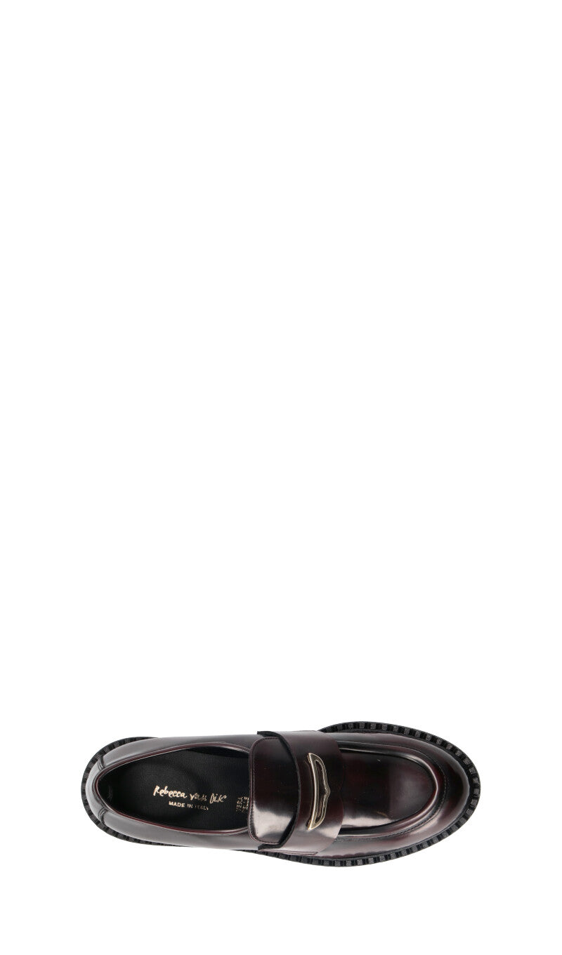 REBECCA VAN DICK Mocassino donna bordeaux in pelle