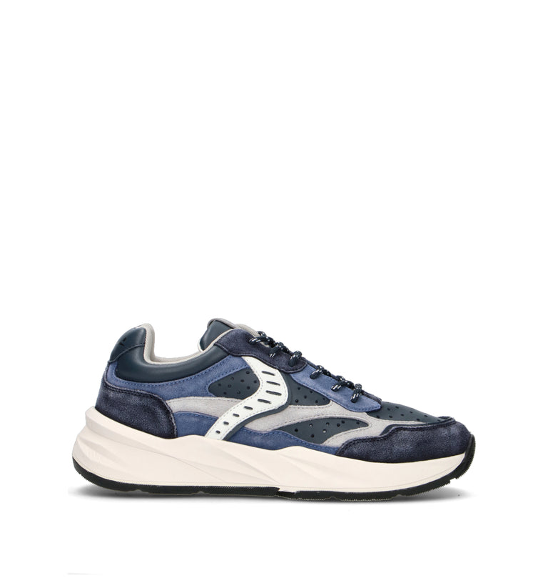 VOILE BLANCHE Sneaker uomo blu in suede