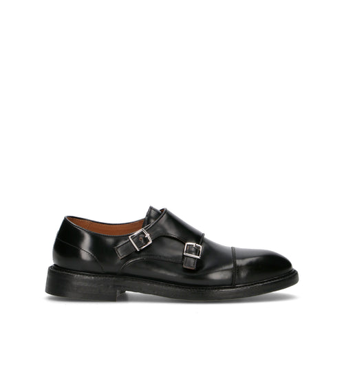 GREEN GEORGE Stringata uomo nera in pelle