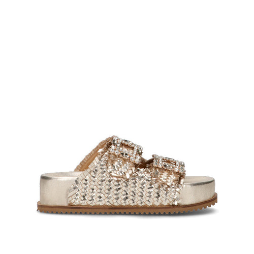 GRAFIA Ciabatta donna platino in pelle