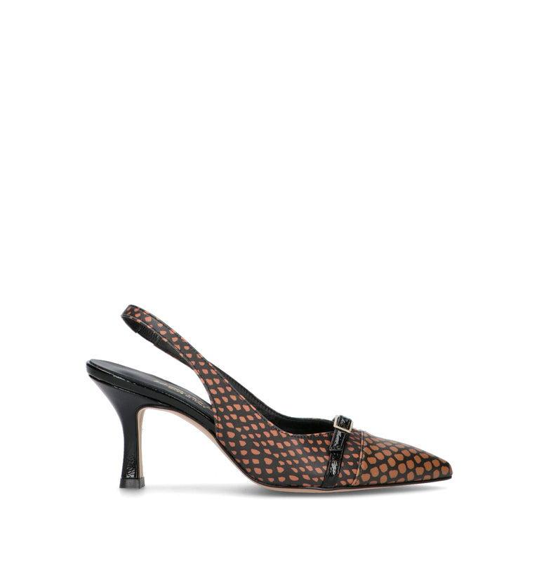 REBECCA VAN DIK Slingback donna cuoio/nera