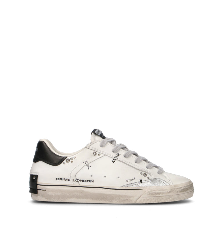 CRIME Sneaker donna bianca in pelle