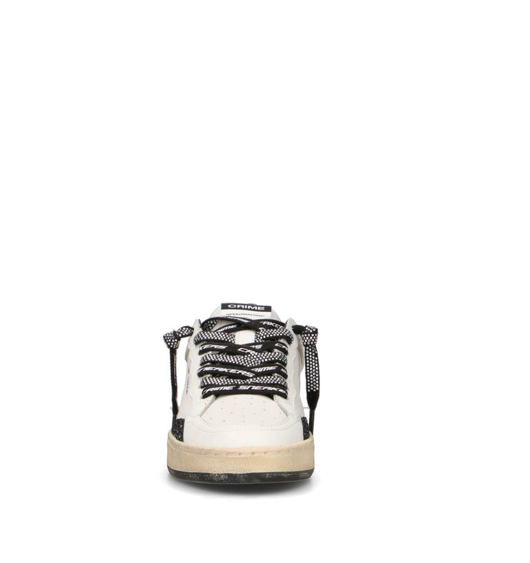 CRIME Sneaker donna bianca/nera in pelle