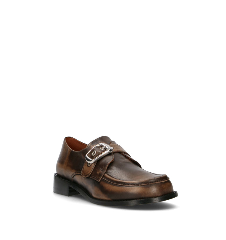 ANGEL ALARCON Mocassino donna marrone in pelle
