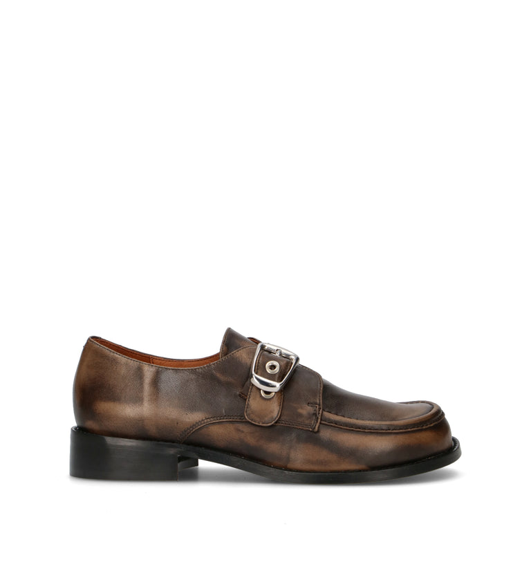 ANGEL ALARCON Mocassino donna marrone in pelle
