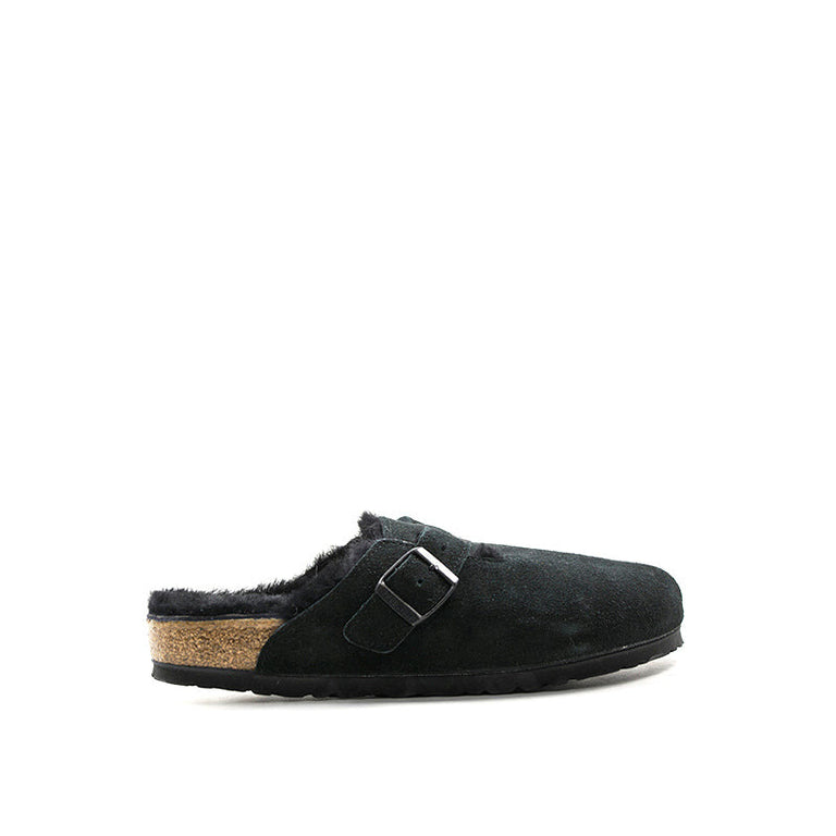 BIRKENSTOCK Pantofola donna nera in suede