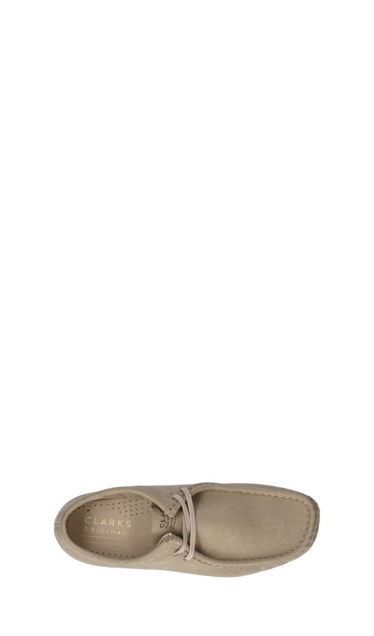 CLARKS ORIGINALS Stringata uomo beige in suede
