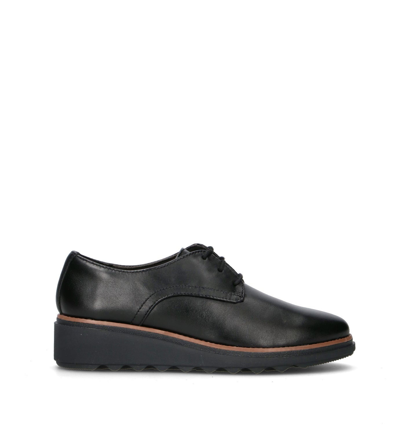 CLARKS ESSENTIAL SHARON RAE Stringata donna nera in pelle