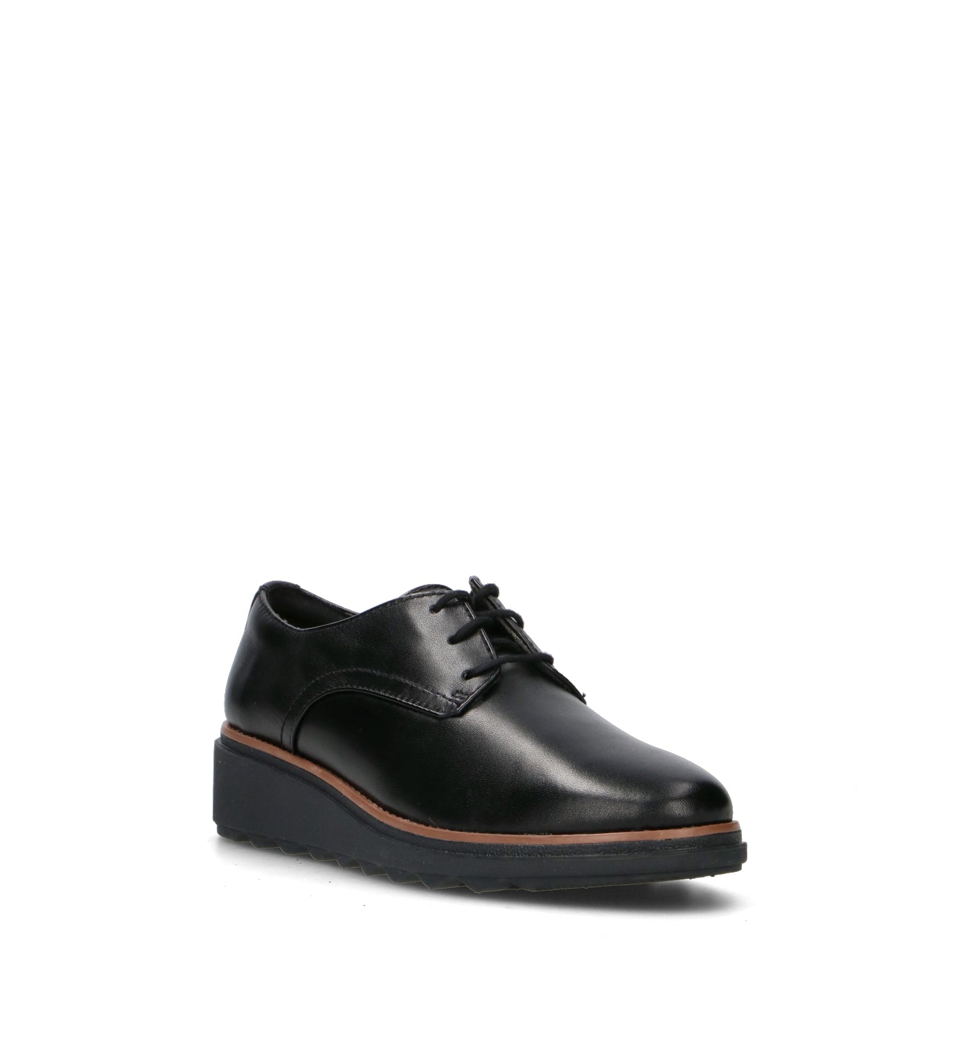 CLARKS ESSENTIAL SHARON RAE Stringata donna nera in pelle