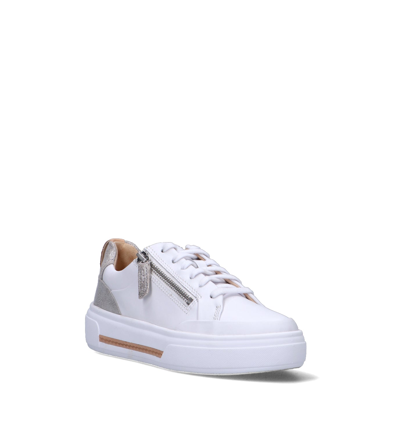 CLARKS CORE HOLLYHOCK ZIP Sneaker donna bianca in pelle