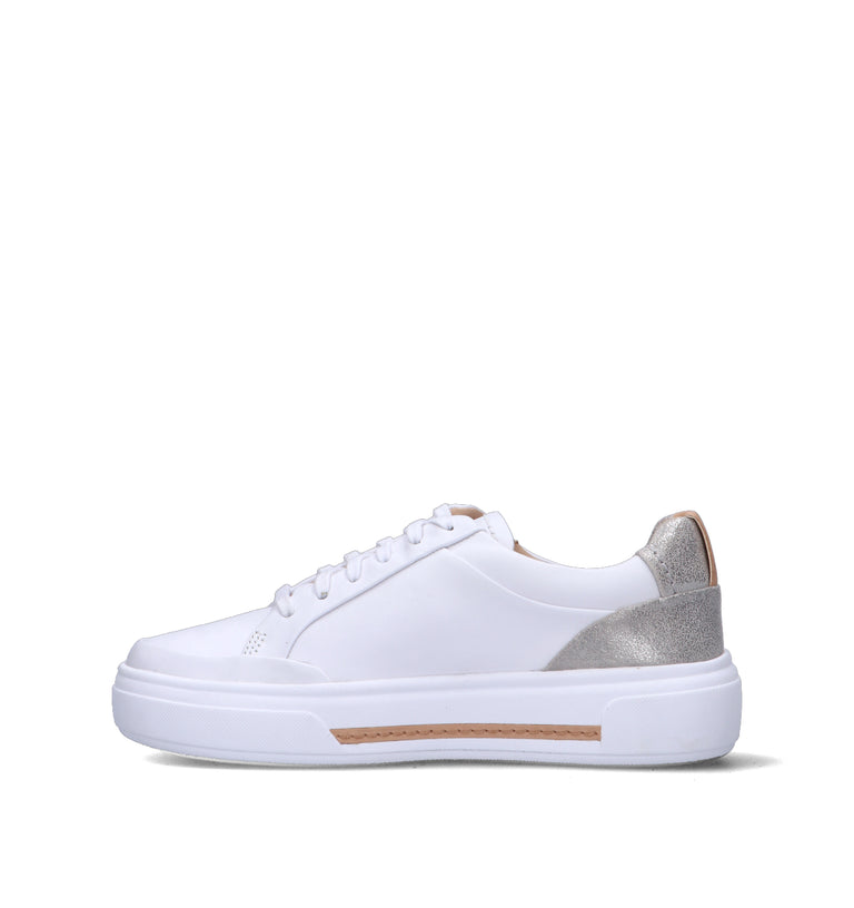 CLARKS CORE HOLLYHOCK ZIP Sneaker donna bianca in pelle