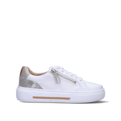 CLARKS CORE HOLLYHOCK ZIP Sneaker donna bianca in pelle