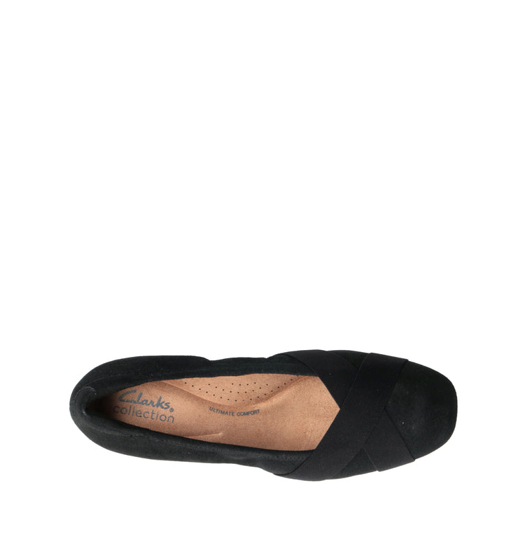 CLARKS ESSENTIALS JAZMYNN GEM Ballerina donna nera in suede