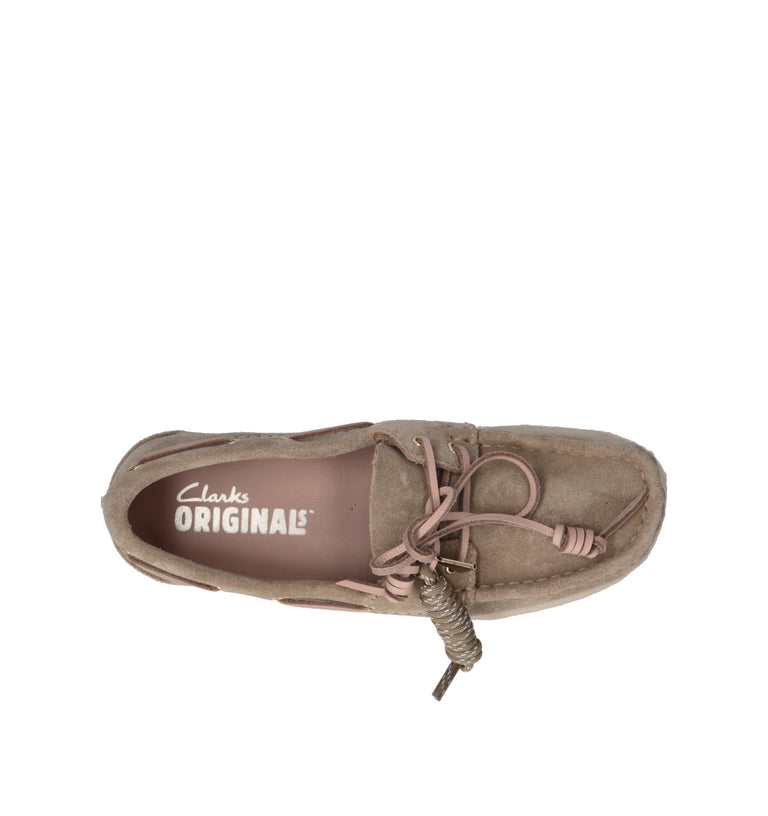 CLARKS ORIGINALS GODNEY BOAT Scarpa barca donna beige in suede