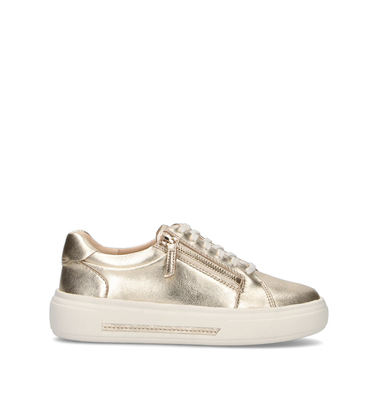 CLARKS CORE HOLLYROSE ZIP Sneaker donna oro in pelle