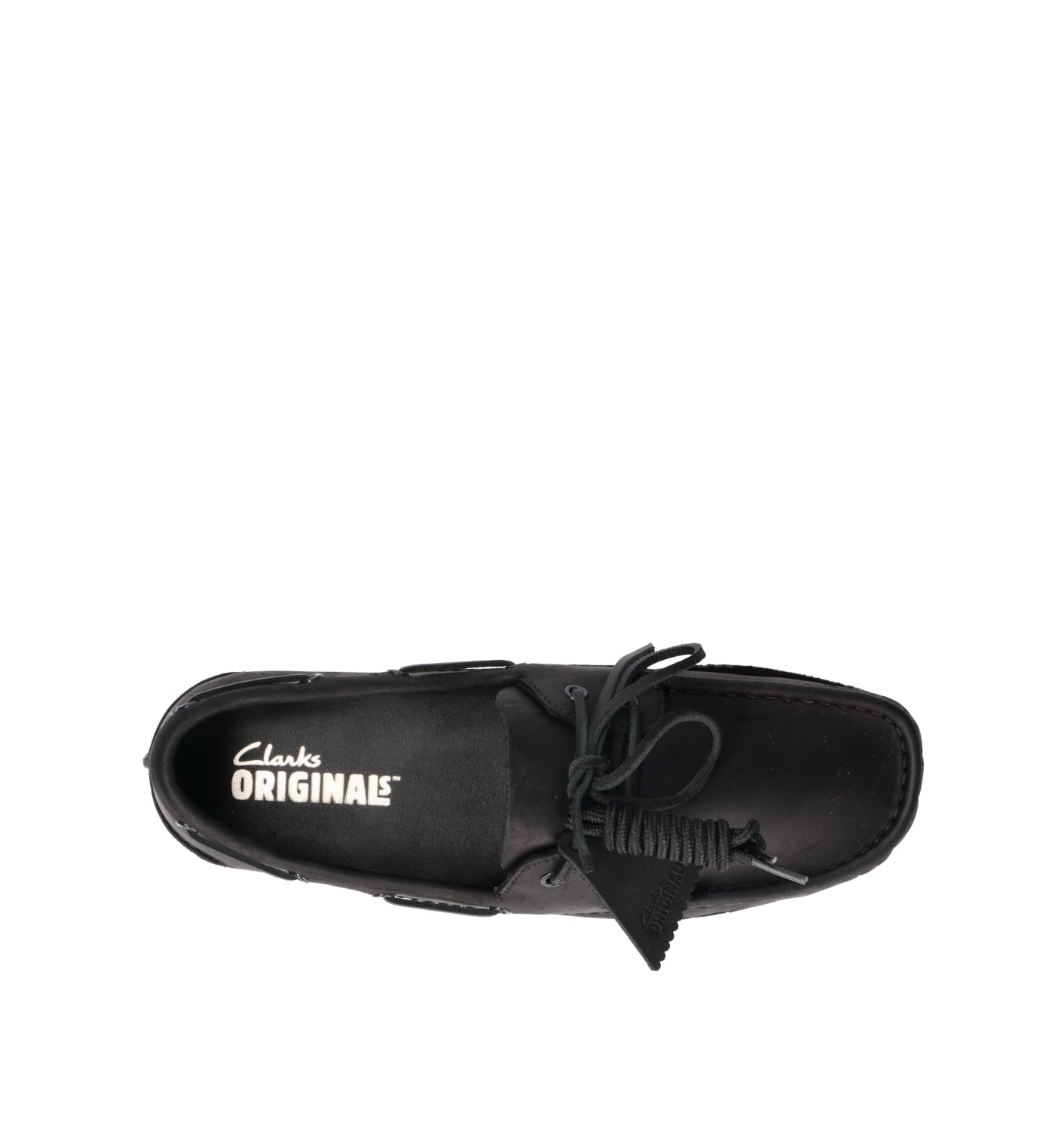 CLARKS ORIGINALS GODNEY BOAT Scarpa barca uomo nera in pelle