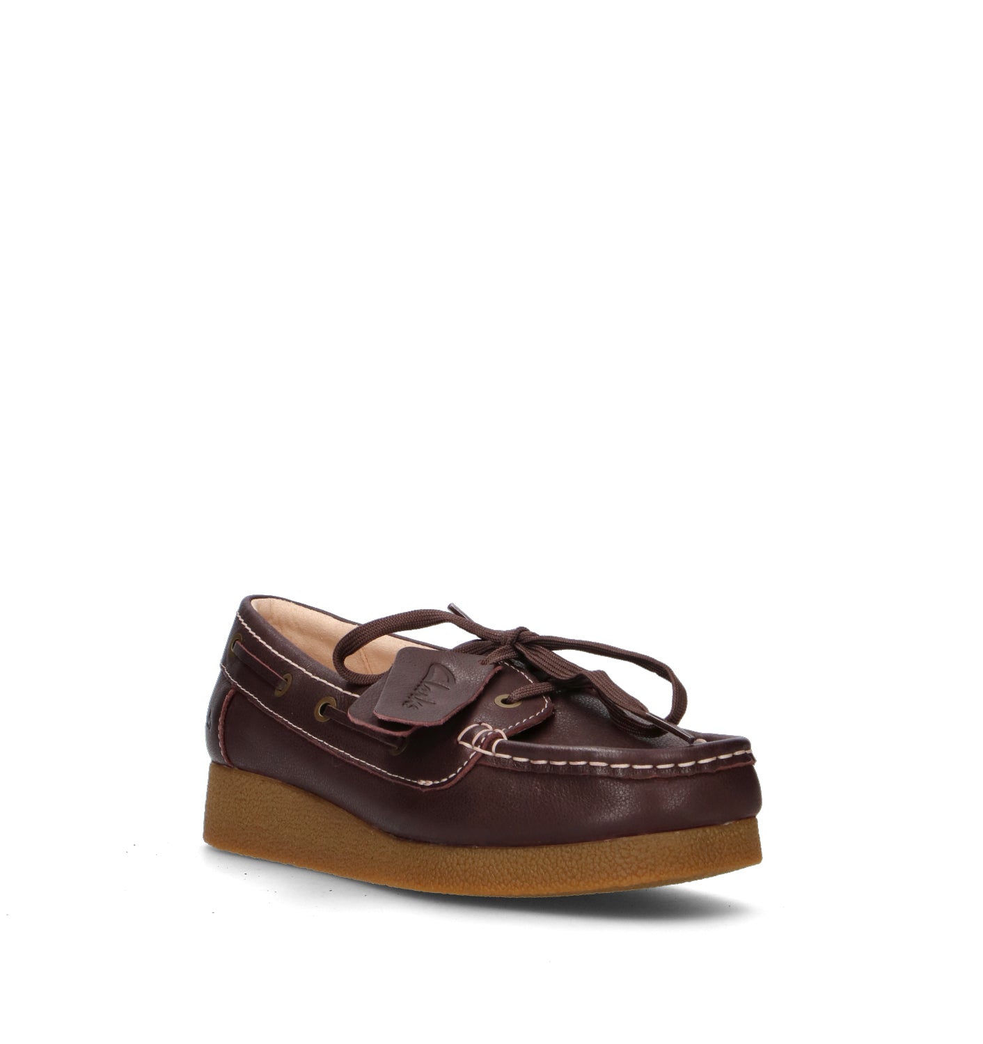 CLARKS EVO WALLABEE SEA Scarpa barca donna marrone in pelle