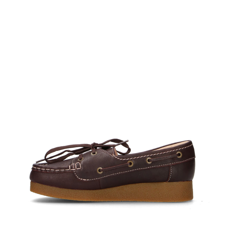CLARKS EVO WALLABEE SEA Scarpa barca donna marrone in pelle