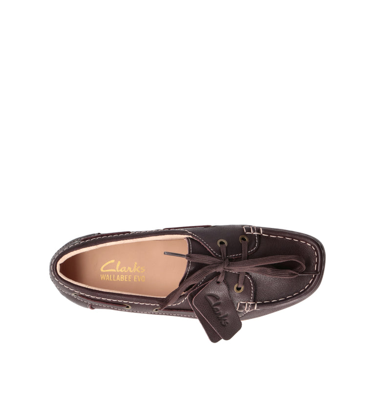 CLARKS EVO WALLABEE SEA Scarpa barca donna marrone in pelle
