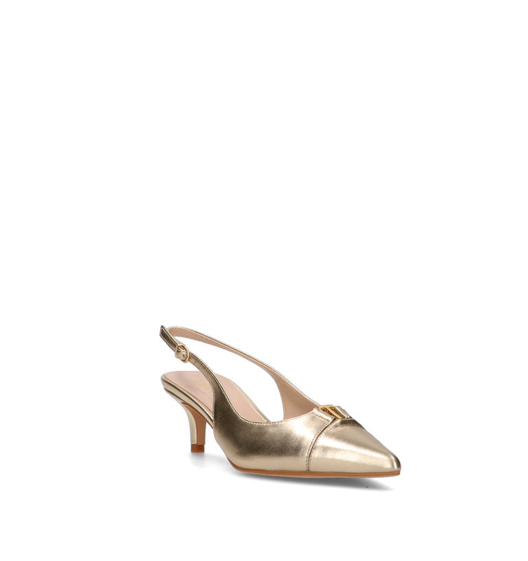 TWIN SET-SIMONA BARBIERI Slingback donna platino in pelle