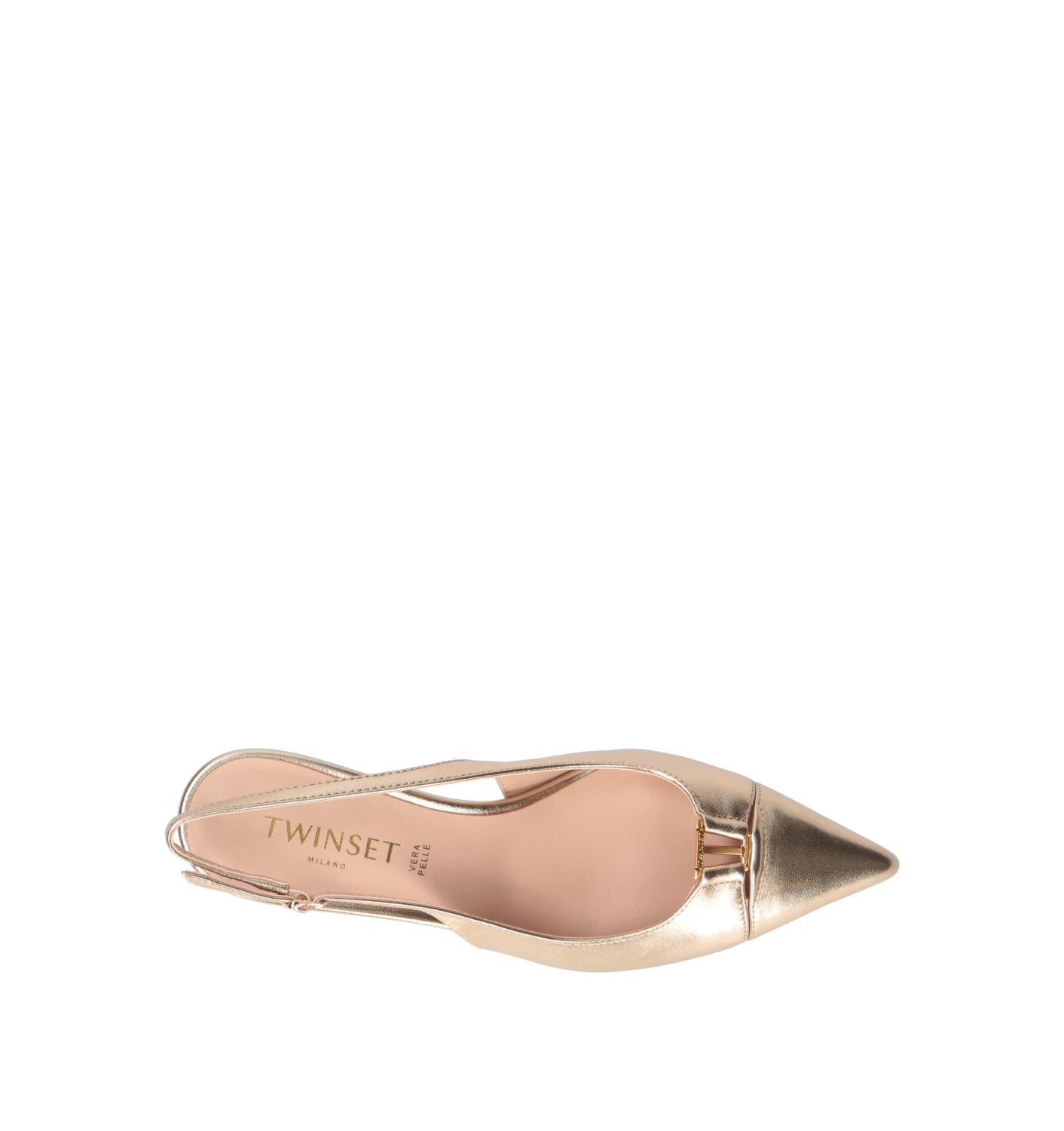TWIN SET-SIMONA BARBIERI Slingback donna platino in pelle