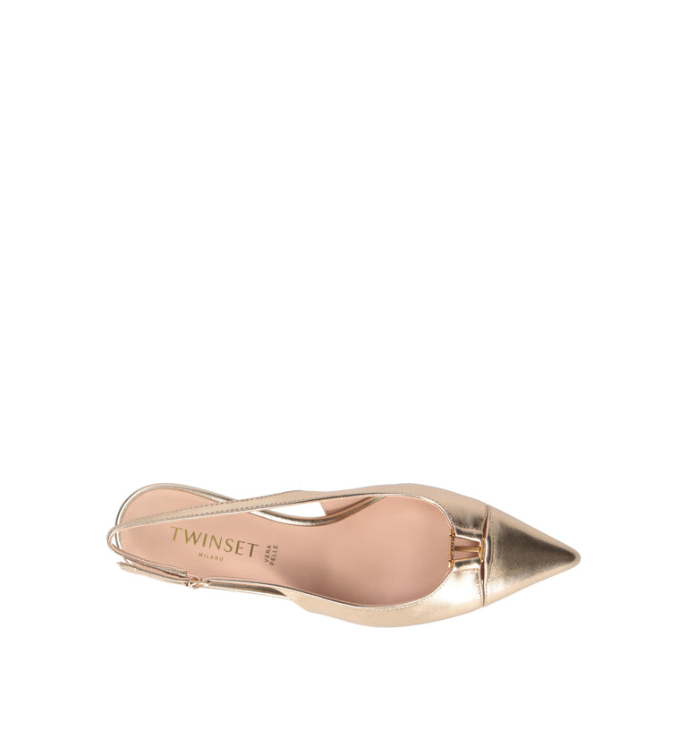 TWIN SET-SIMONA BARBIERI Slingback donna platino in pelle