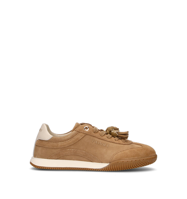 TWIN SET-SIMONA BARBIERI Sneaker donna beige in suede