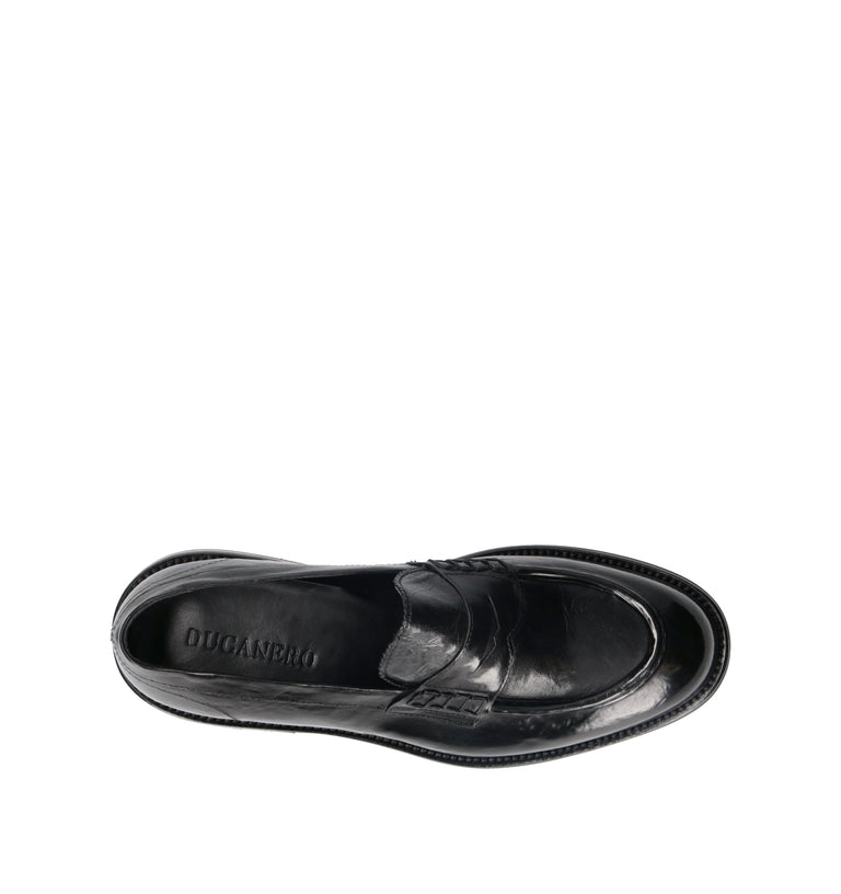 DUCANERO Mocassino uomo nero in pelle