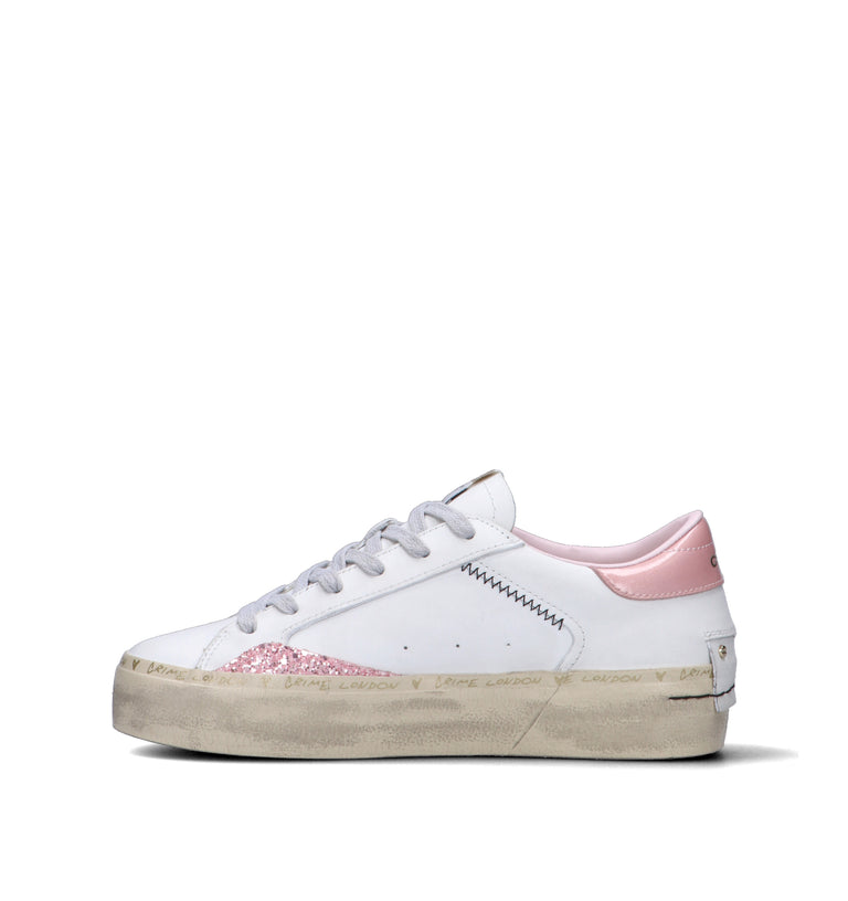 CRIME Sneaker donna bianca in pelle