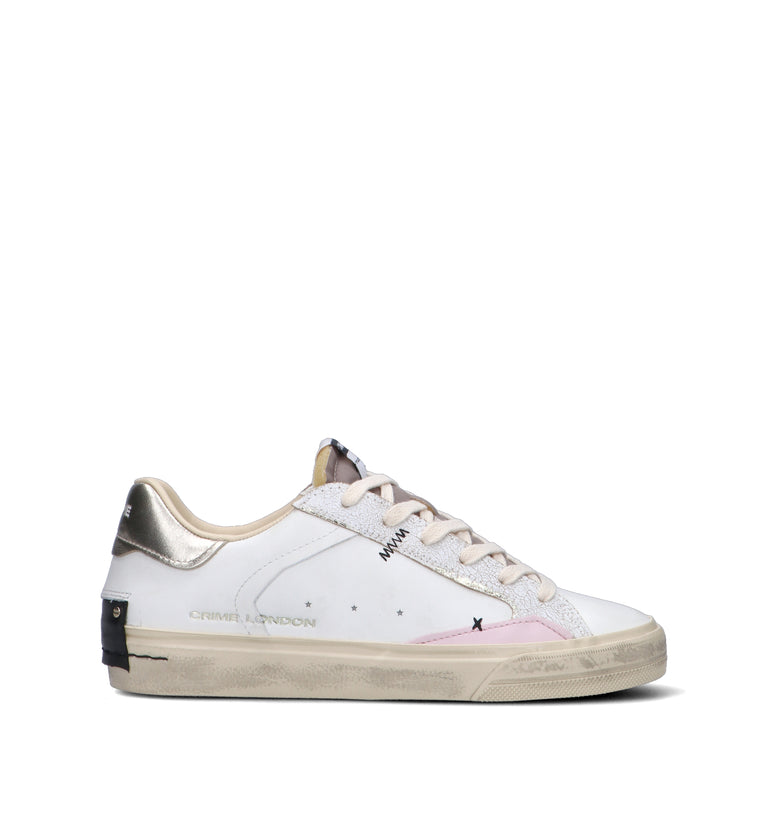 CRIME Sneaker donna bianca in pelle